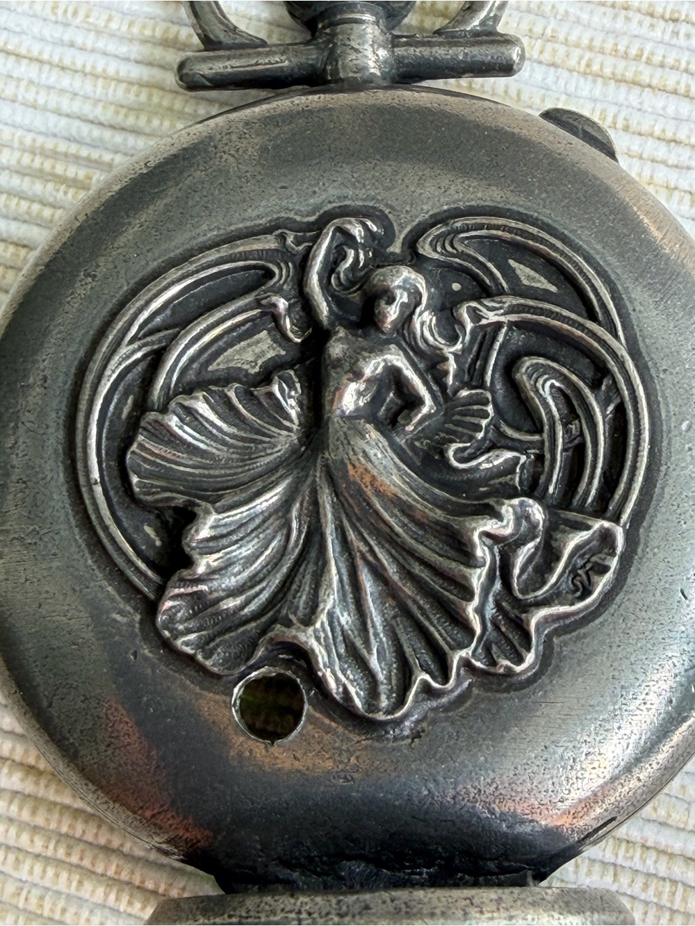 Vintage Pewter Miniature Table Clock 94% Étain Dancing Woman Made in France - Picture 6 of 10